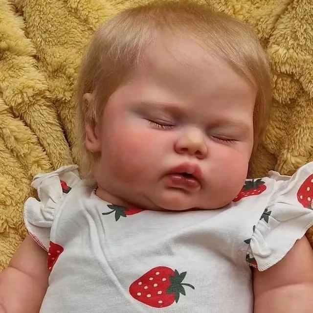 NPK 24Inch Lifelike Sleeping pickle in Soft Cloth Body Reborn Toddler Hand rooted Blond Hair Cuddly Baby Girl Doll Baby
