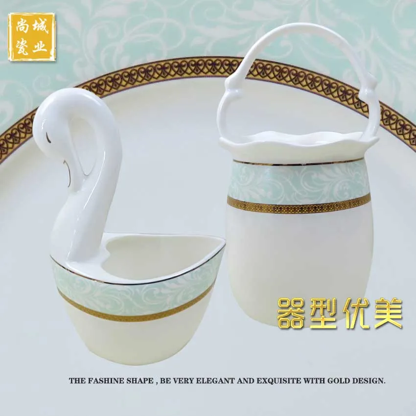Wholesale New Design Luxury 52pcs Tableware Fine Bone China Dinner Set Porcelain Dinner Sets -wuwangchuxin