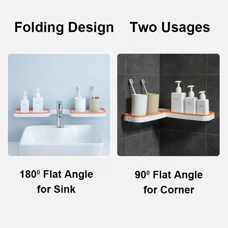 Bathroom Washroom No Punching Sink Corner Shower Shampoo Multifunctioal Storage Racks Shelf With Suction Cup Accessories