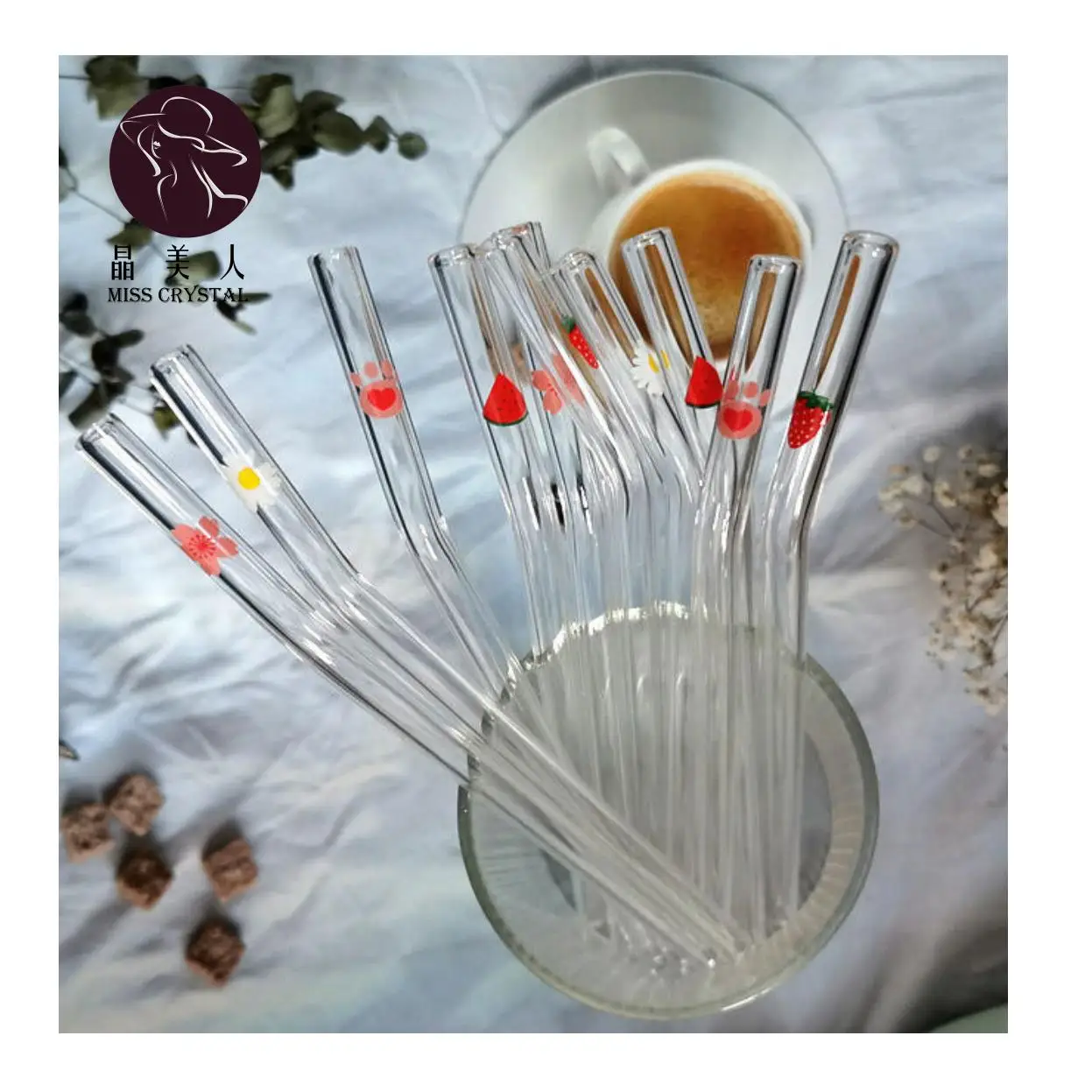 Оптовая продажа палочка для перемешивания милые трубочки из боросиликатного стекла изготовленные на заказ антинагревательная стеклянная трубочка