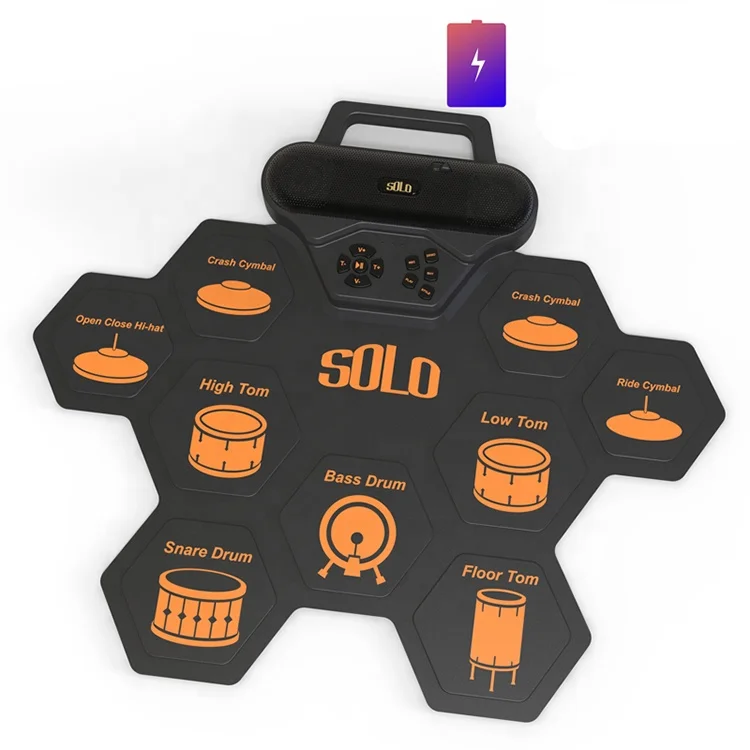 Прямая Продажа с фабрики портативный складной силиконовый цифровой электронный ручной барабан