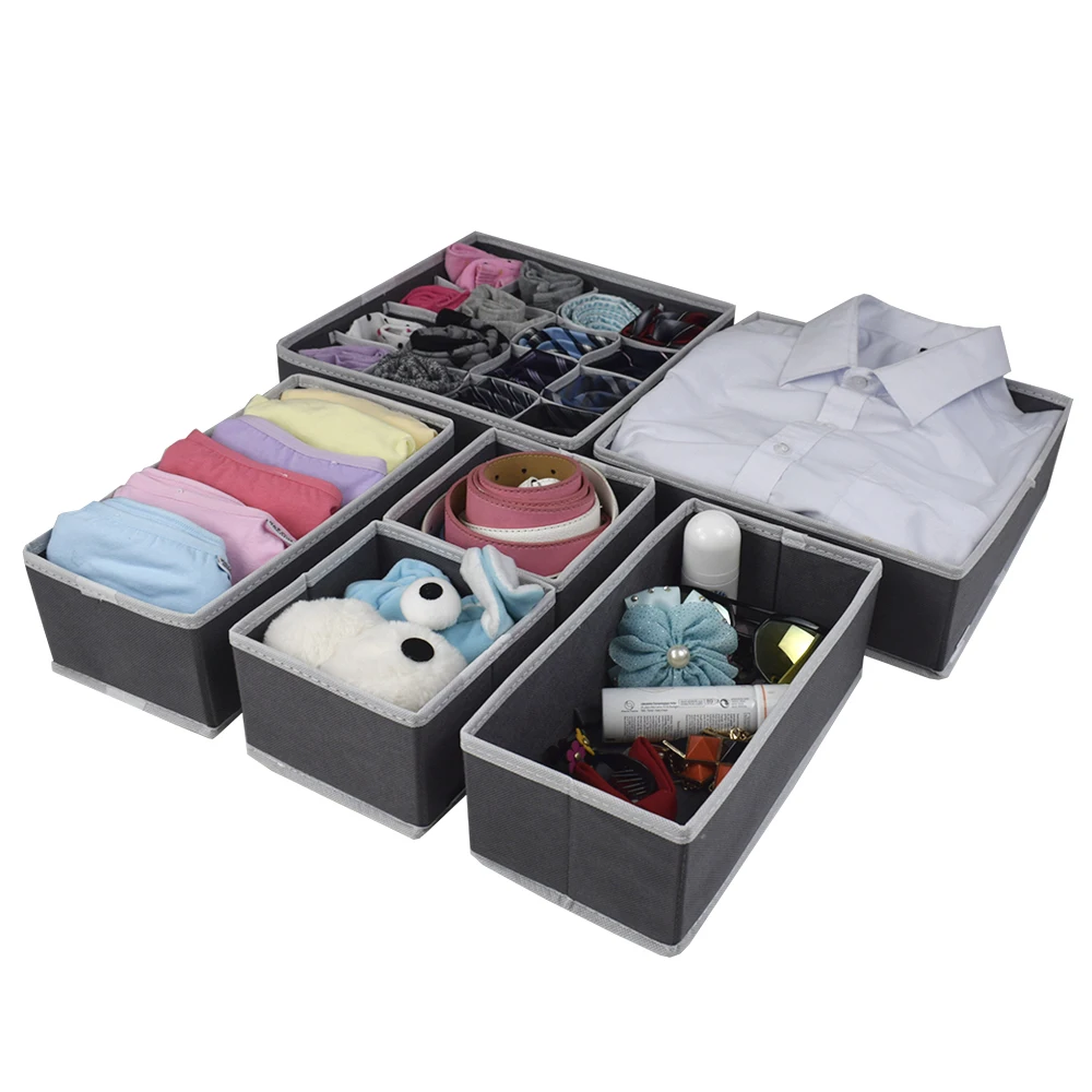 BSCI factory home organization wholesale collapsible underwear storage drawer with handle
