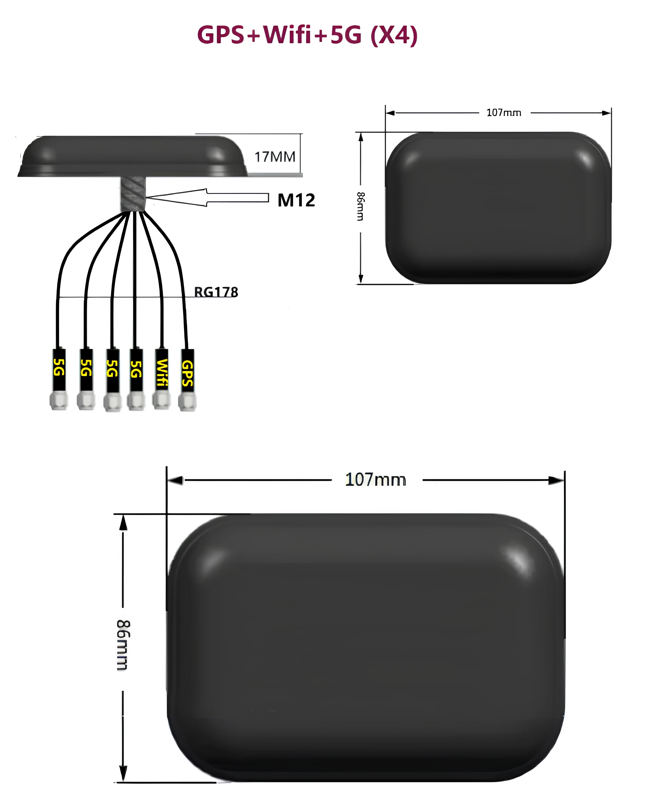 Elege High Gain Outdoor Wireless Cabinet Long slender Lora Multi-band Combination MMCX 2G 4G 5G Wifi LTE GPS GNSS Antenna