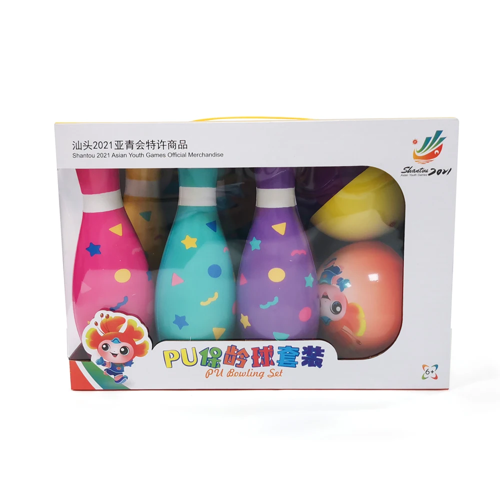 Asian Youth Game souvenir Kids soft 6 bowling pin set toy with 2 balls