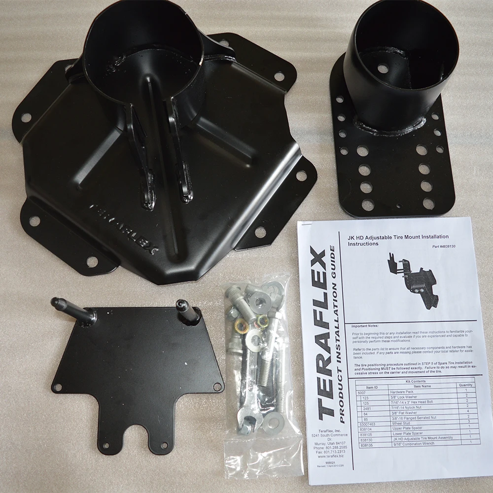 Hot sale J152 For Jeep for wrangler JK 2007+ car accessories spare tire bracket  HD Hinged Carrier & Adjustable Spare Tire Mount