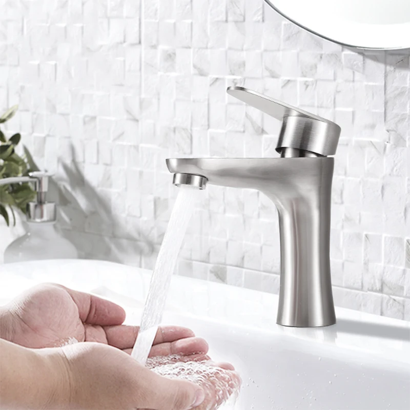 
High quality stainless steel single cold bathroom basin faucet single hole water tap low price faucet 