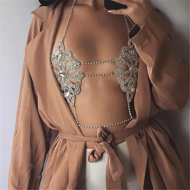 
Fashion Luxury Women Shiny Rhinestone Body Chain Sexy Chain Bra Body Jewelry 