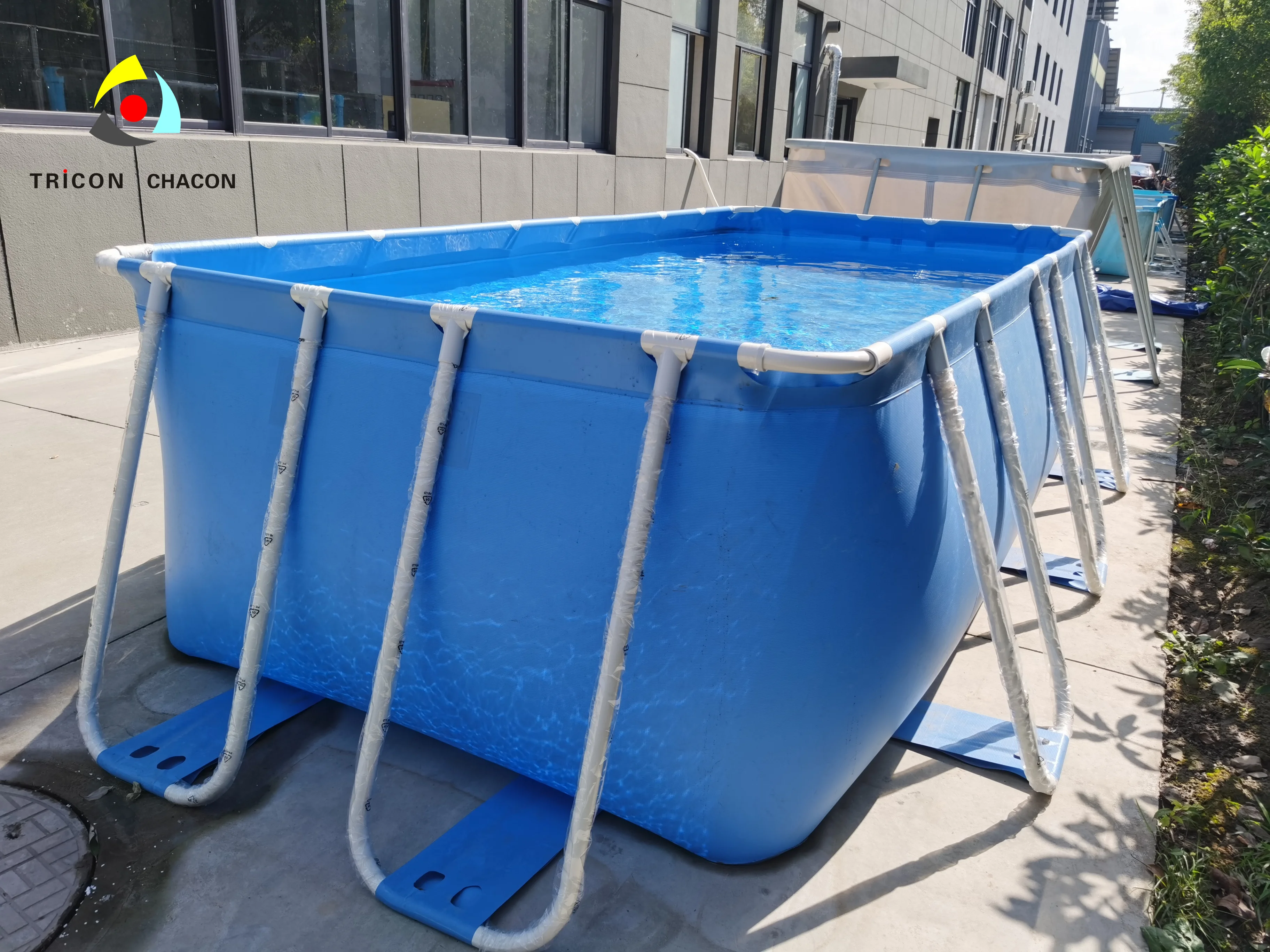 Steel metal frame swimming pool pvc liner with stairs for kids adults swimming pool outdoor plastic in swimming pool water park