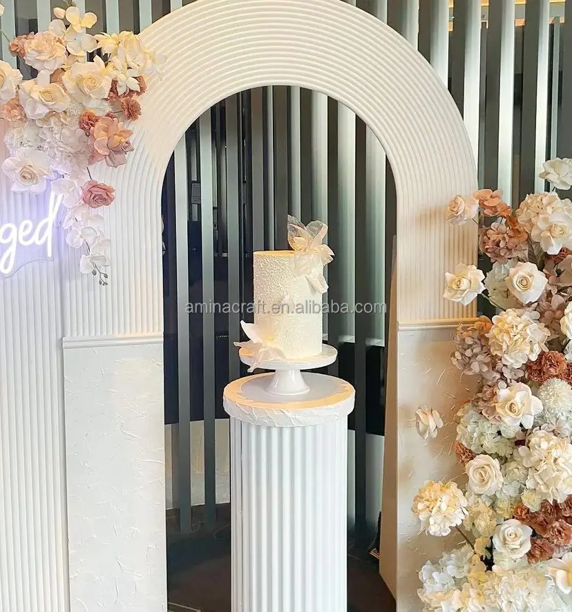 Amina Craft Party White Acrylic Backdrop Props Background Decoration PVC Backdrop Arch for Wedding Stage Decoration