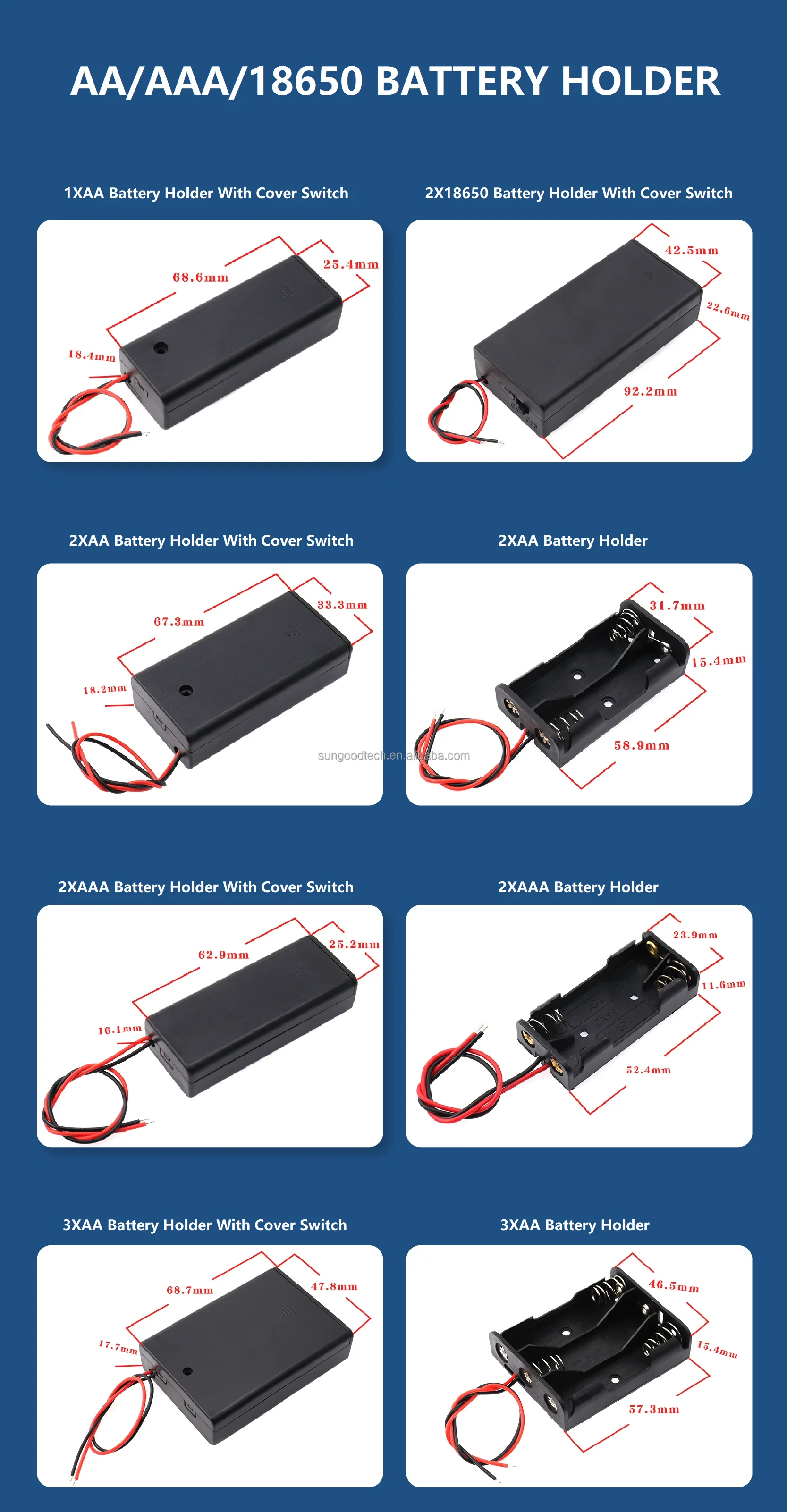 AA Battery Holder With 2510 2.54mm Connector 2pin High Quality 4 Slot Battery Box 4pcs 6V Customized Order