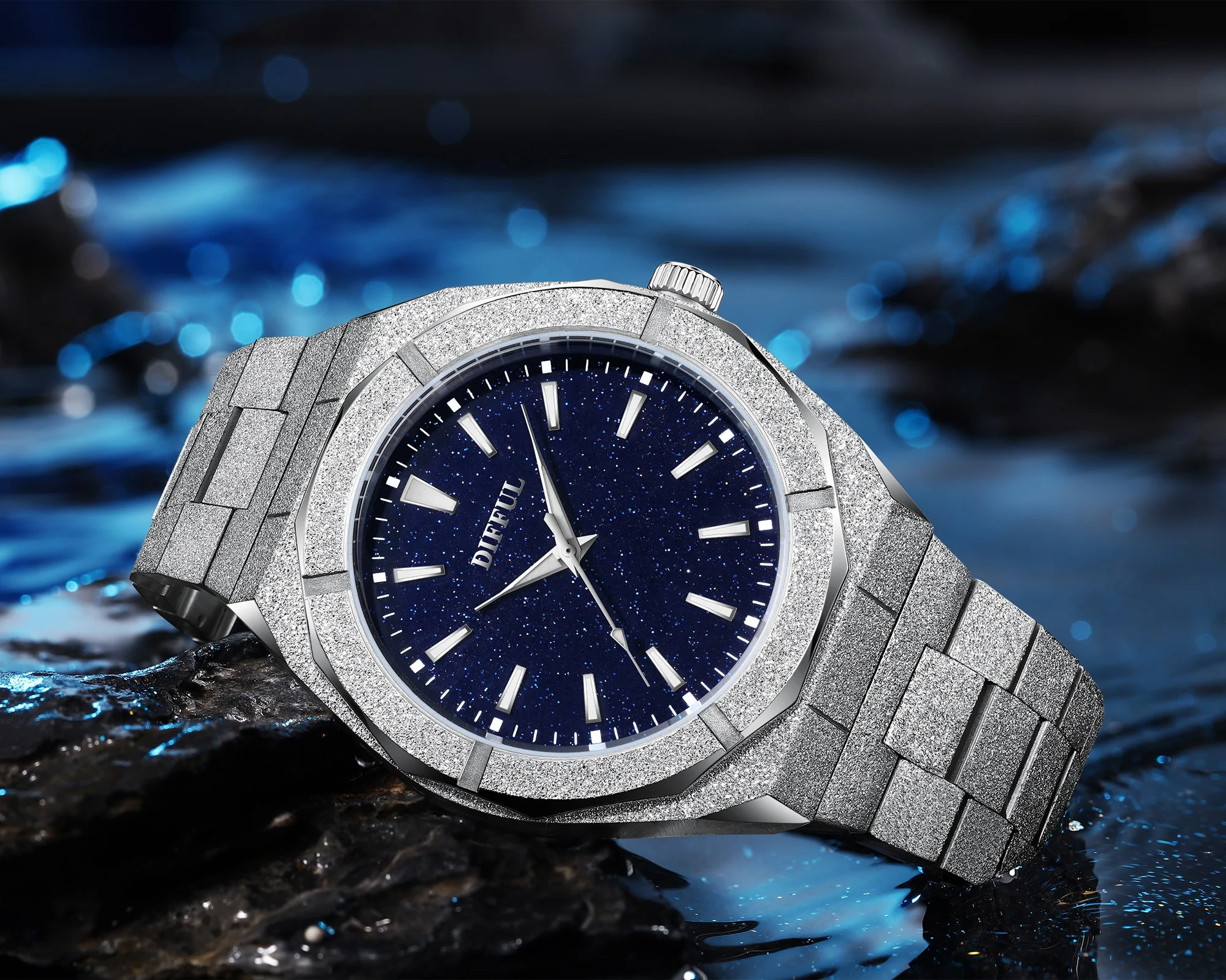 All 316L stainless steel Man watches luminous hands star dust dial watch men wrist