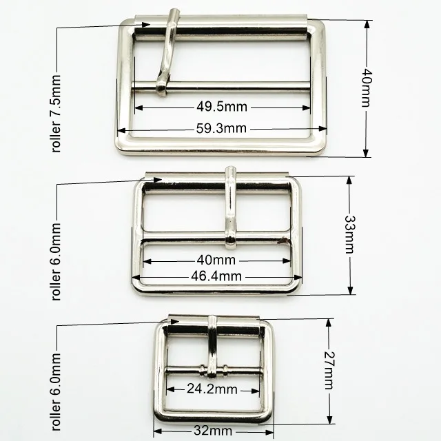 Metal alloy buckle with pin, metal pin buckle with roller bar