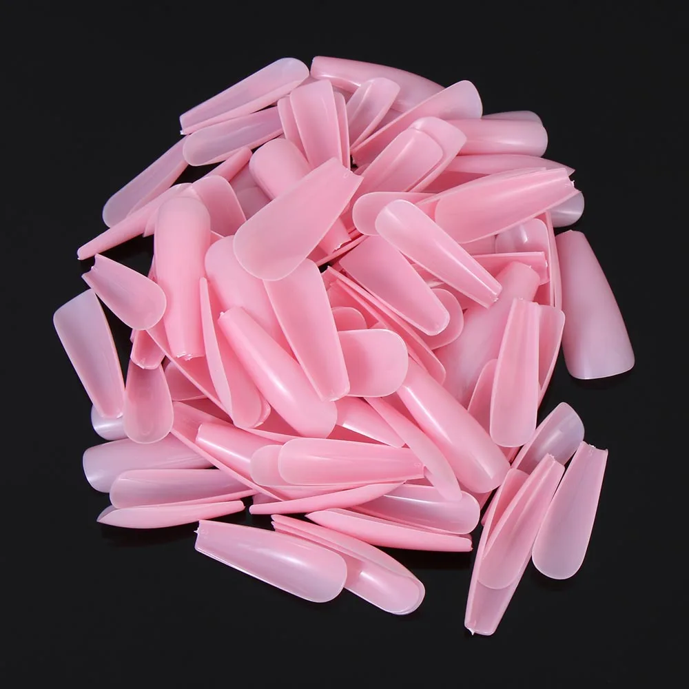 
100 pieces/bag Solid Color False Nails Long Ballerina Art UV Gel Acrylic Manicure Full Nail Tips 