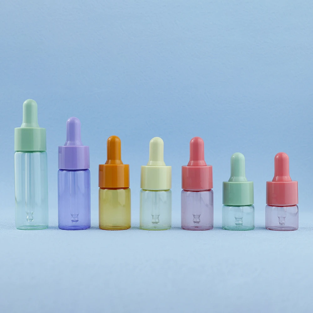 2ml 3ml 5ml 10ml 15ml Mini eye dropper bottle Color transparent container Plastic eye dropper bottle container Essence bottle