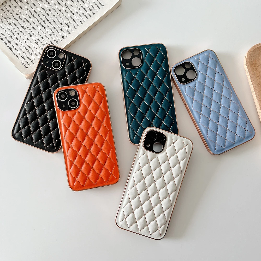 Чехол для телефона из искусственной кожи с гальваническим покрытием для iPhone 13 pro max