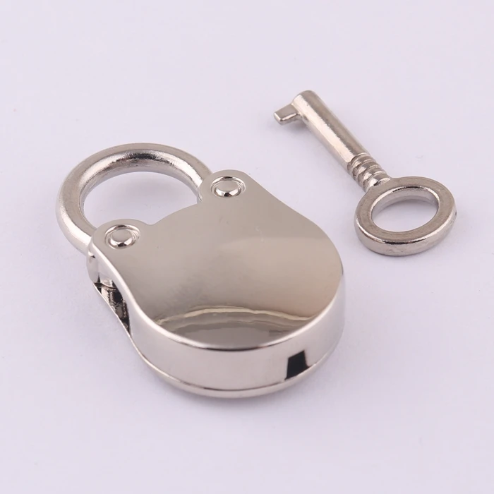 high quality silver color bear shape metal handbag decorative mini padlock with key small bag padlock