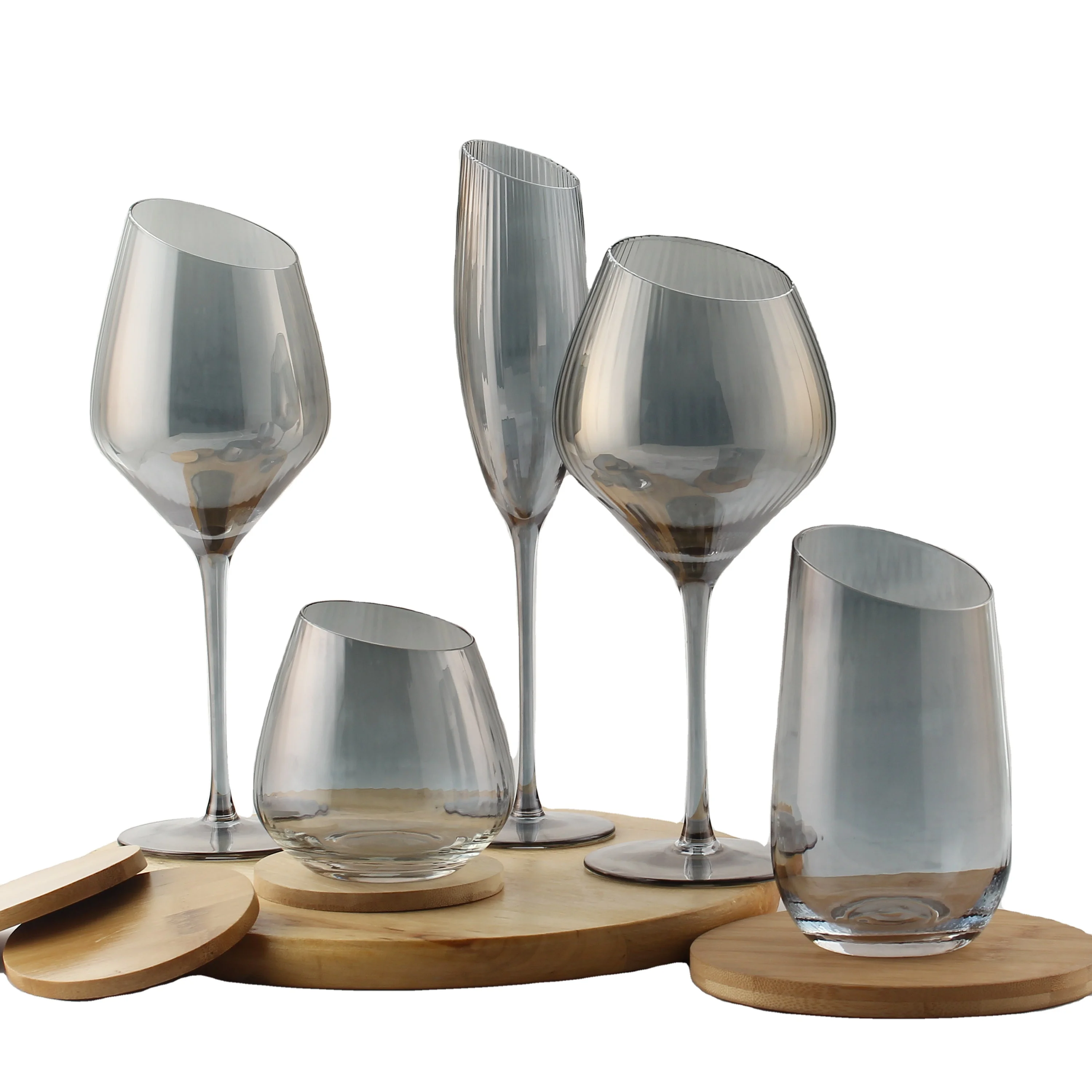Wholesale Price Crystal Nordic Style Geometric Structure Diamond Shape Long Plating Whiskey Glass Cup Smoothie Tumbler Glass