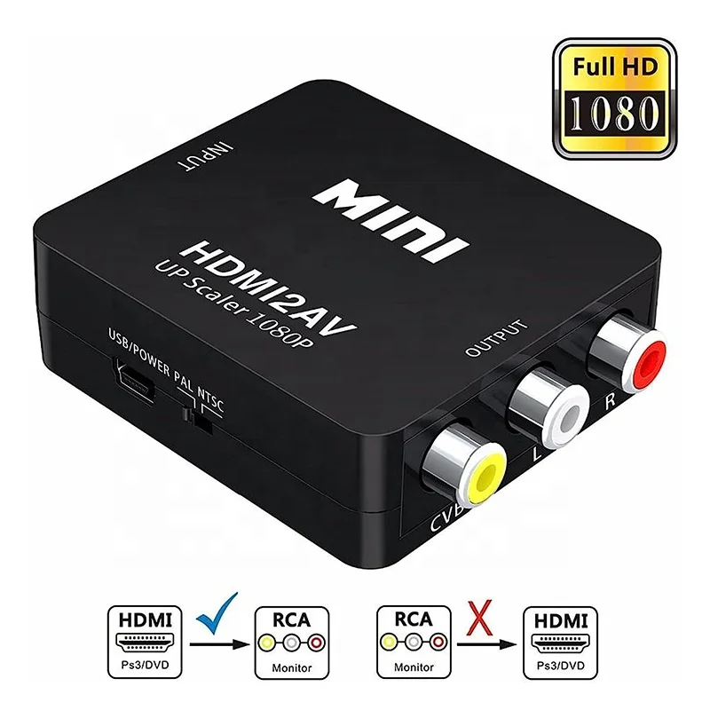 HDMI2AV Converter 1080P 60Hz HDMI To Composite 3 RCA AV Adapter Adaptor Convertor Component