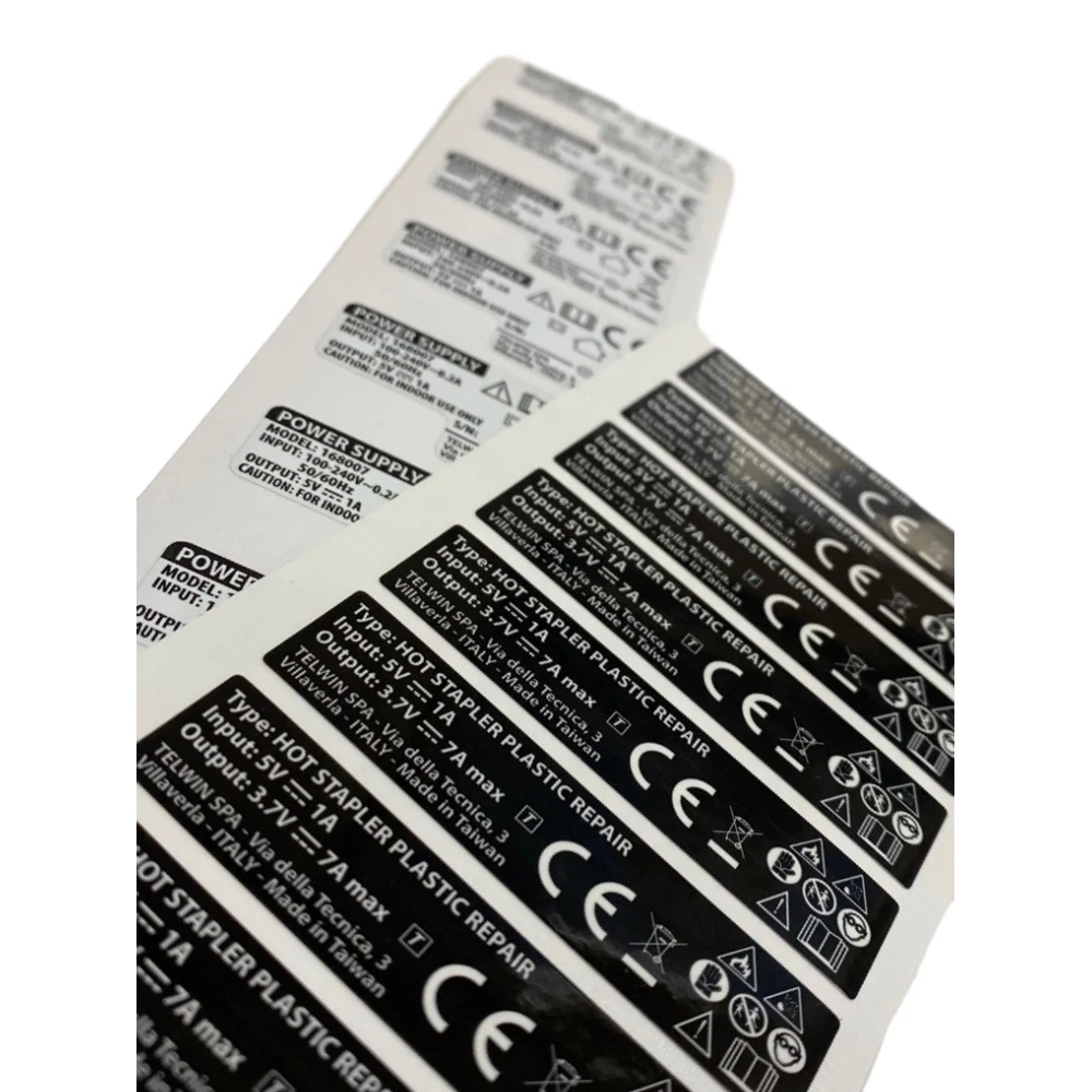 Costom Printed Silver Self Adhesive Dumb Silver Black Electrical Mobile Phone Fireproof Waterproof Lithium Battery Label Sticker