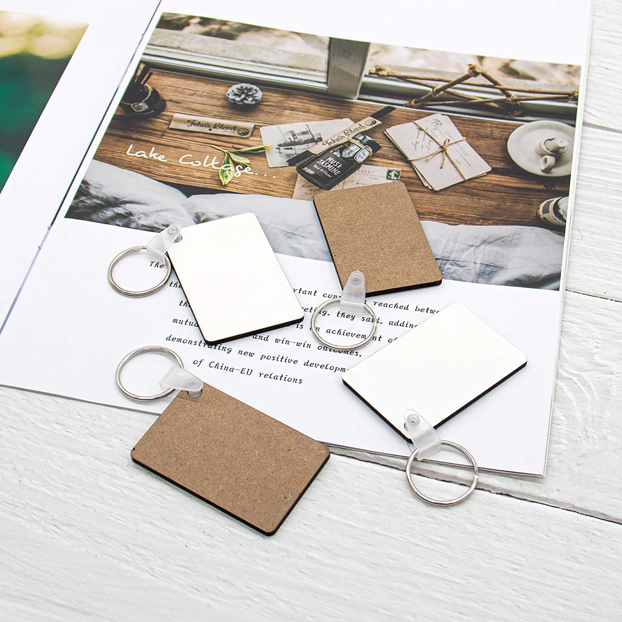 Quality Wholesale Holiday Gifts Diy Rectangle Mdf Blank Sublimation Keychain