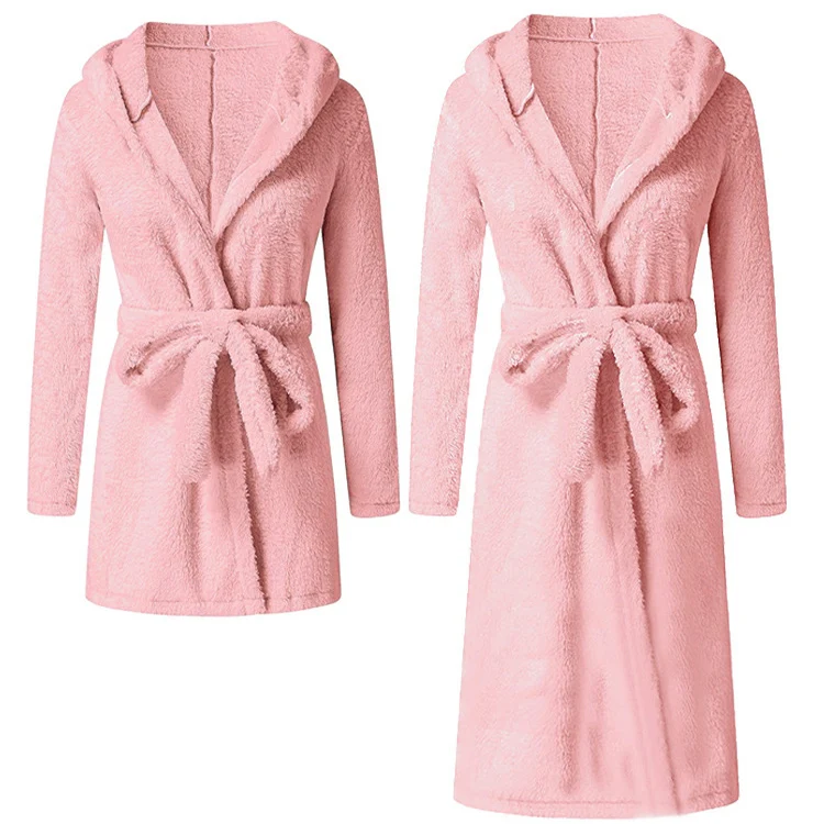 Two Lengths Pure Color  Women Robes Prayer Plus Size Woman Home Sleepwear