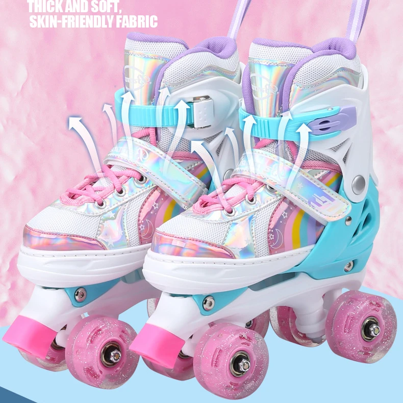 Eachkids колеса для роликовых De Patin Регулируемый Скейт обувь коньках Прокат квад роликовые коньки