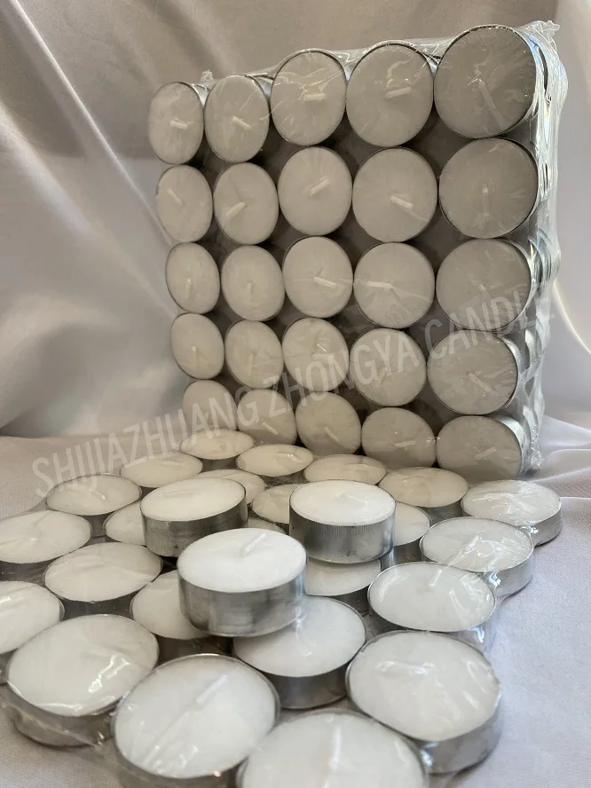 Wholesale smokeless clean burning paraffin wax shrink pack Unscented Tealight Candles