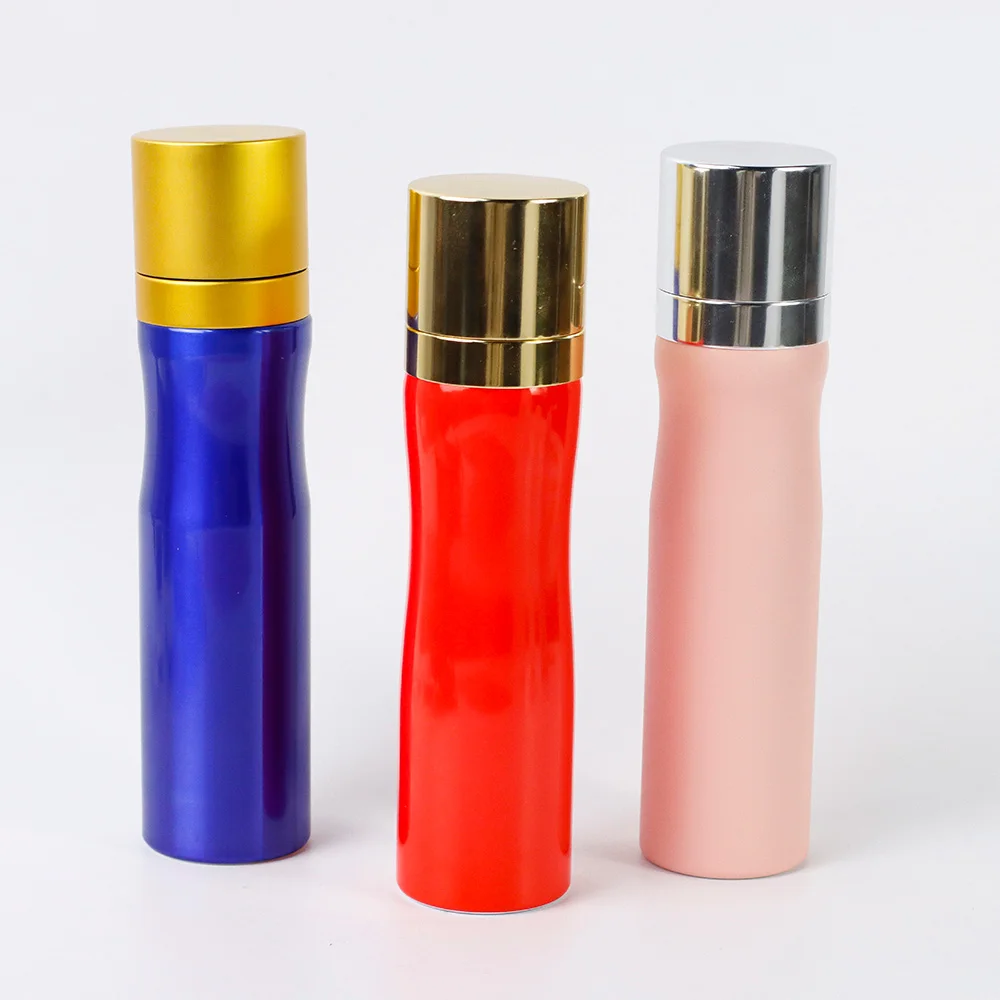 High end perfume 100ml  200ml aerosol bottle  perfume empty aerosol can with glod sliver spray
