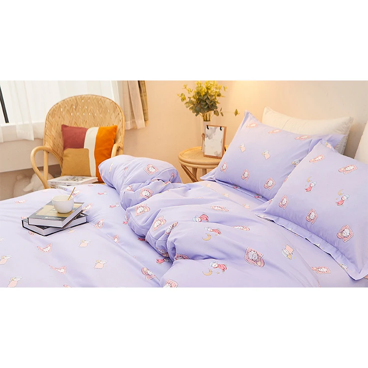 Cartoon patterned baby girl crib bedding sheets , duvet covet and pillowcases baby cot set bedding