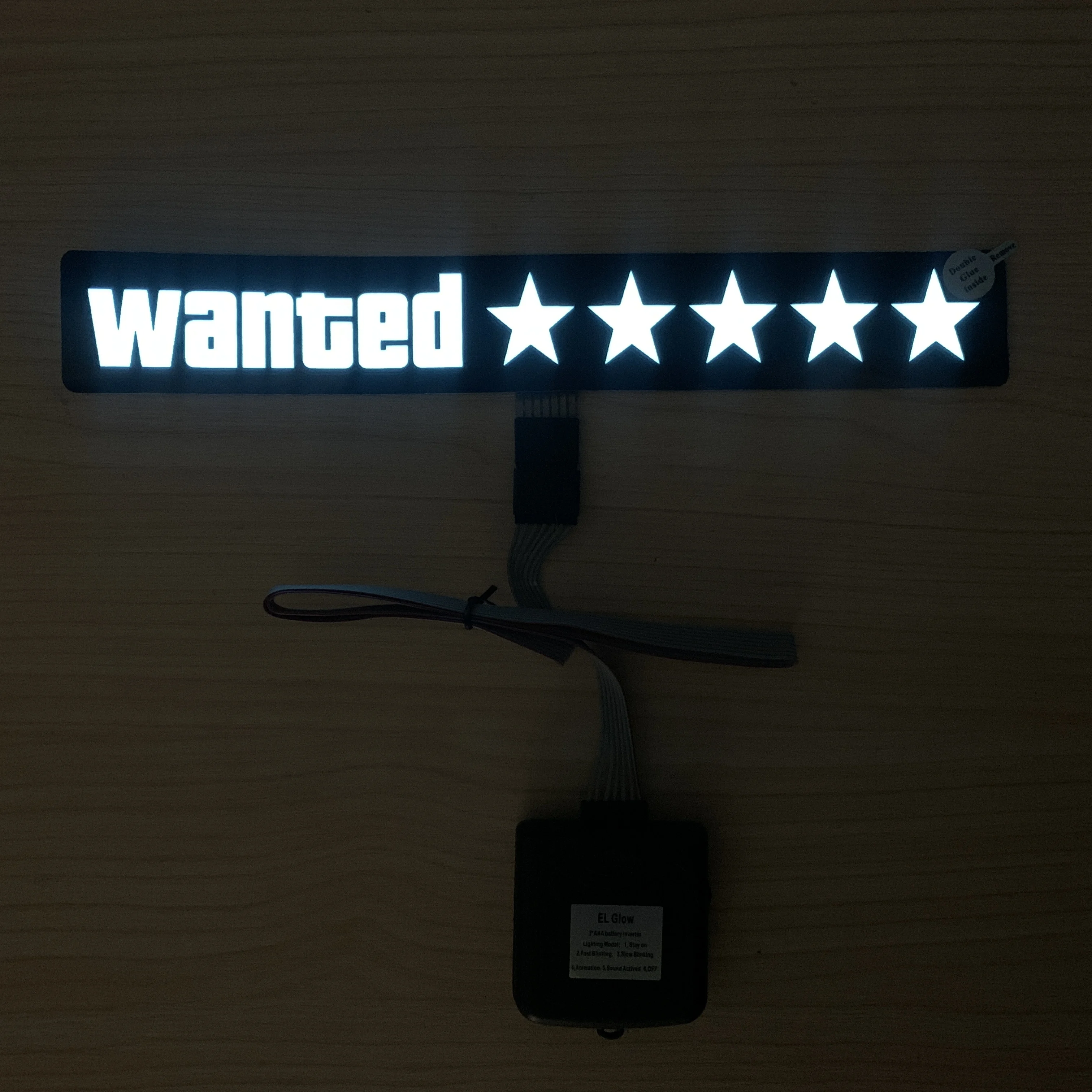 5 Stars Wanted Led Light-Emitting Window Sticker Windshield Sticker Jdm Decorative Car Accessories revoke automotive panel led w