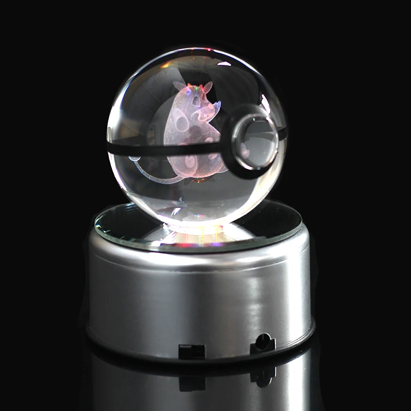 Хрустальный шар фигурки Pokeball Хрустальная 3d гравировка модель со светодиодной подсветкой подарок для детей