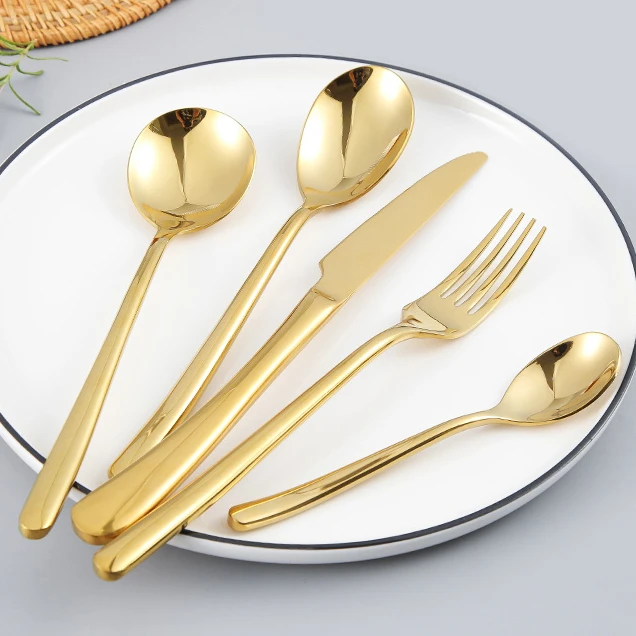 Hot Selling 2023 Wholesale Products Moonlight Gold Knife Fork Spoon Cutlery Set Wedding