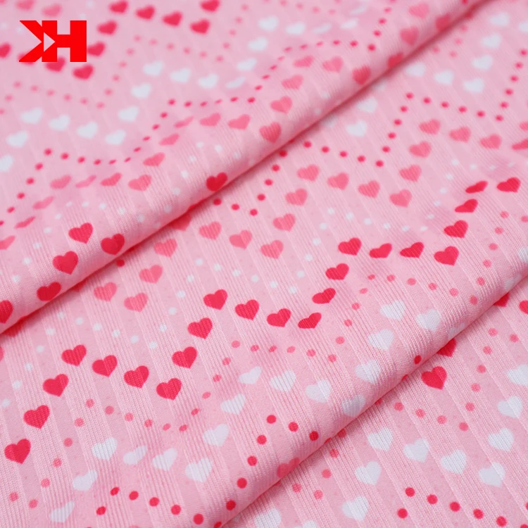 High quality custom digital printed rib fabric polyester rib knit fabric on bolt