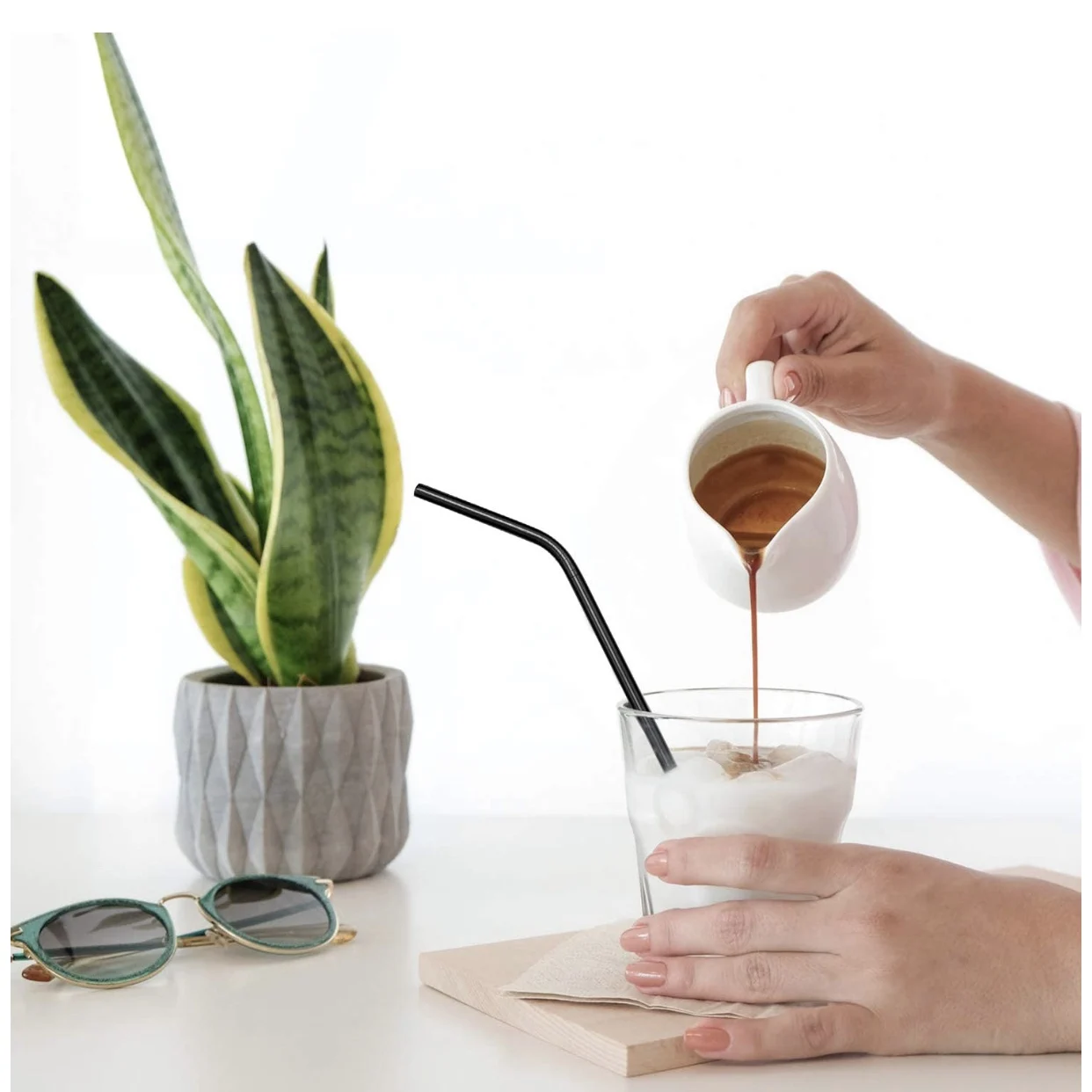 Экологичные многоразовые соломинки для напитков металлическая соломинка из нержавеющей стали 304