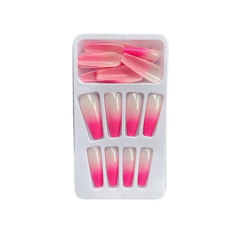 2022Adiyat  Hot Sale  Europe and the US style  long ballet nail gradient color long trapezoidal false nails press on nail