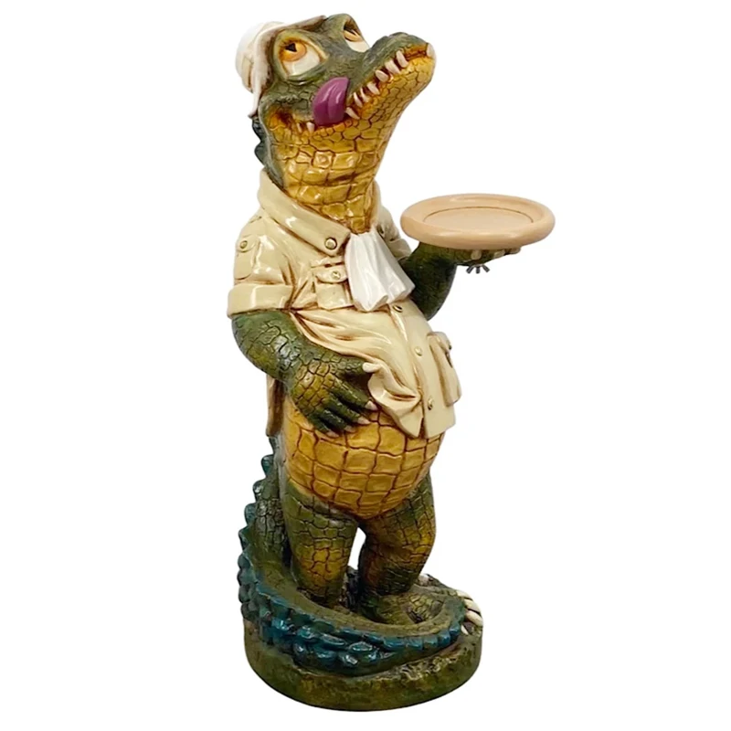 custom vivid home decor small animal figurine resin crocodile shaped statue