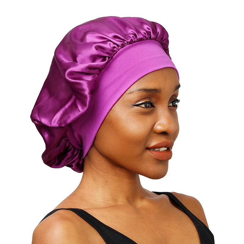 Best Selling Sleep Bonnets Two Pieces/Set Good Quality Caps Adjustable Wide Band Satin Bonnets