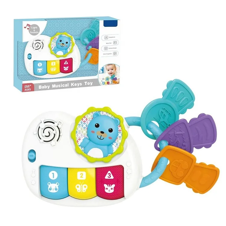 Baby musical keys toy educational infant piano toy sensory baby teether toys with music light