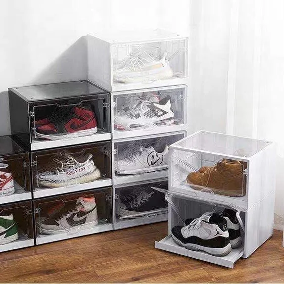 
Factory price Drawer type foldable stackable Nike clear acrylic plastic custom shoe storage box 