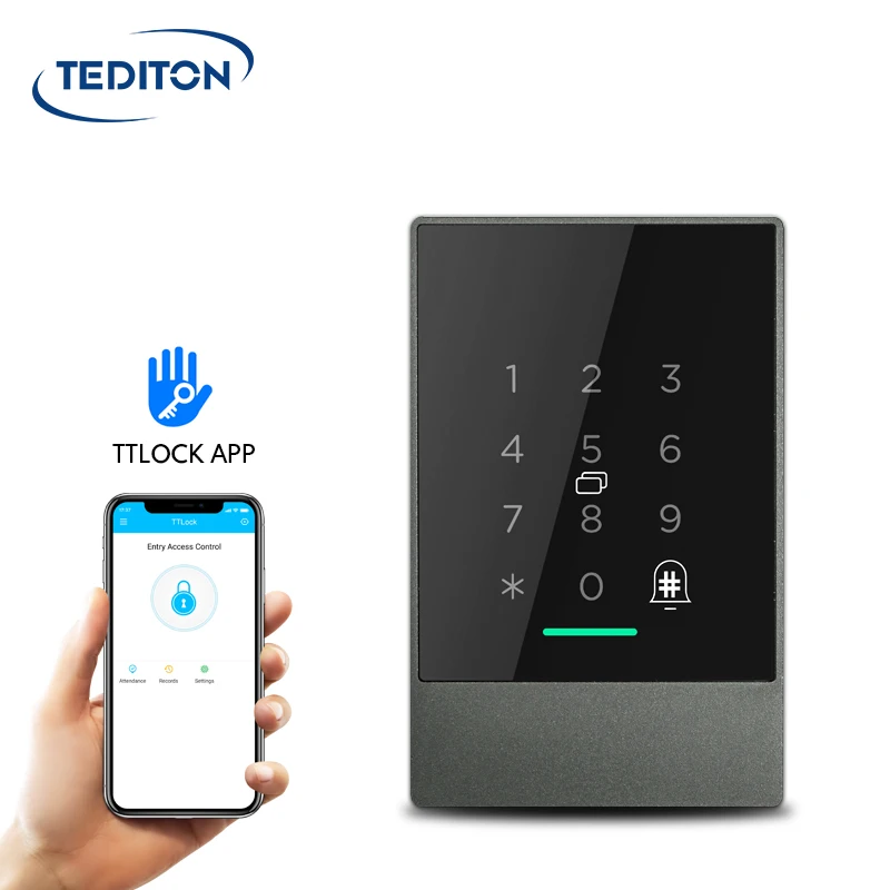Tediton Waterproof TTlock APP Card Office Time Attendance Smart Access Control Card Reader