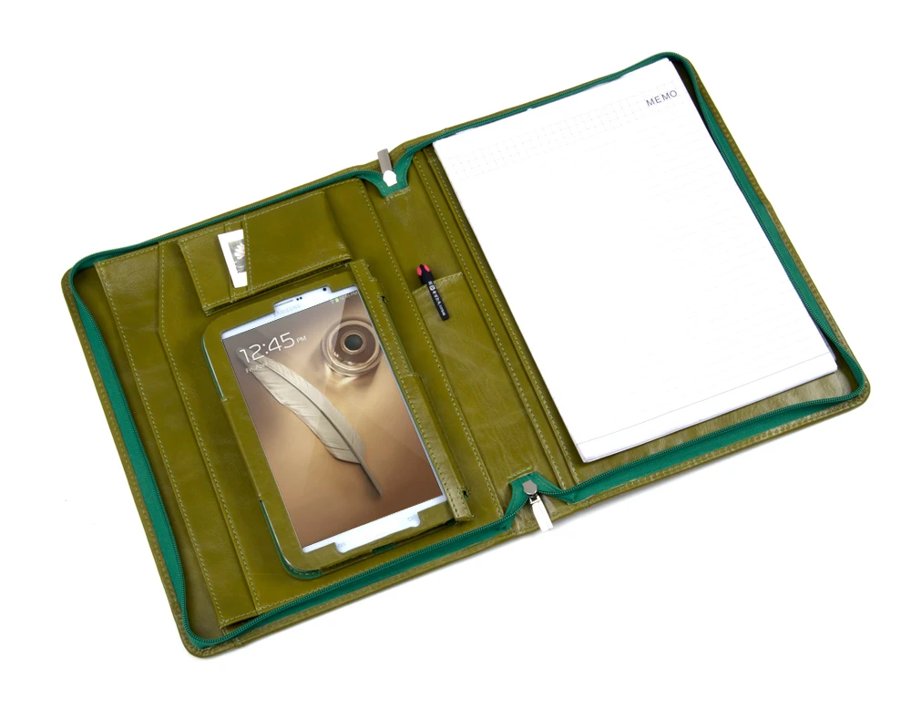 Custom A4 Legal Pad Word Padfolio File Folder PU Leather Binder Portfolio for Business Documents Customizable Word Pad Folder