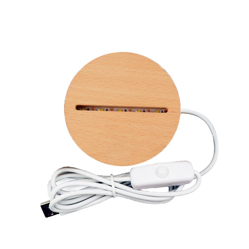 
Factory wholesale UBS single color acrylic 3D night light wood base 