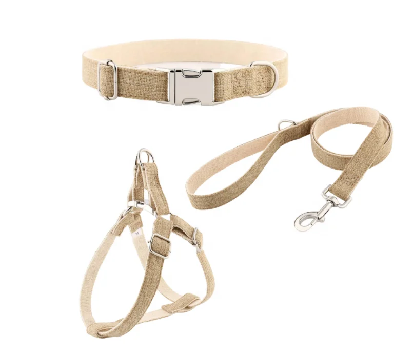 Pet Master Plain Color Eco-friendly Organic Hemp Pet Leash Dog Collar Leash Set Hemp Dog Lead With Matching Leash And Harness