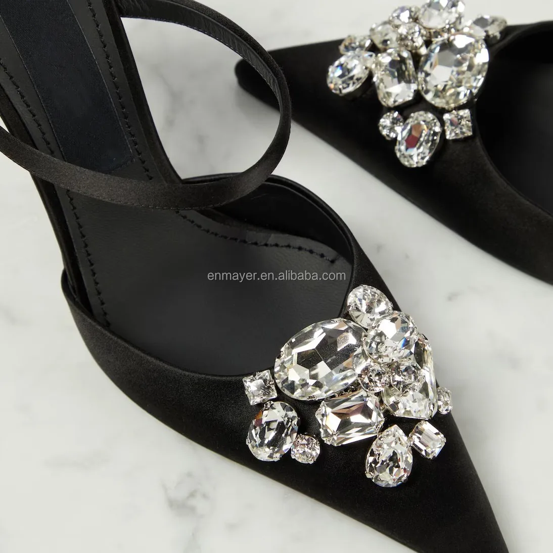 ENMAYER Sexy Bling Bling Super Diamond Heeled Sandals Fashionable Pointed Toe Shoes Women High Heel Pumps
