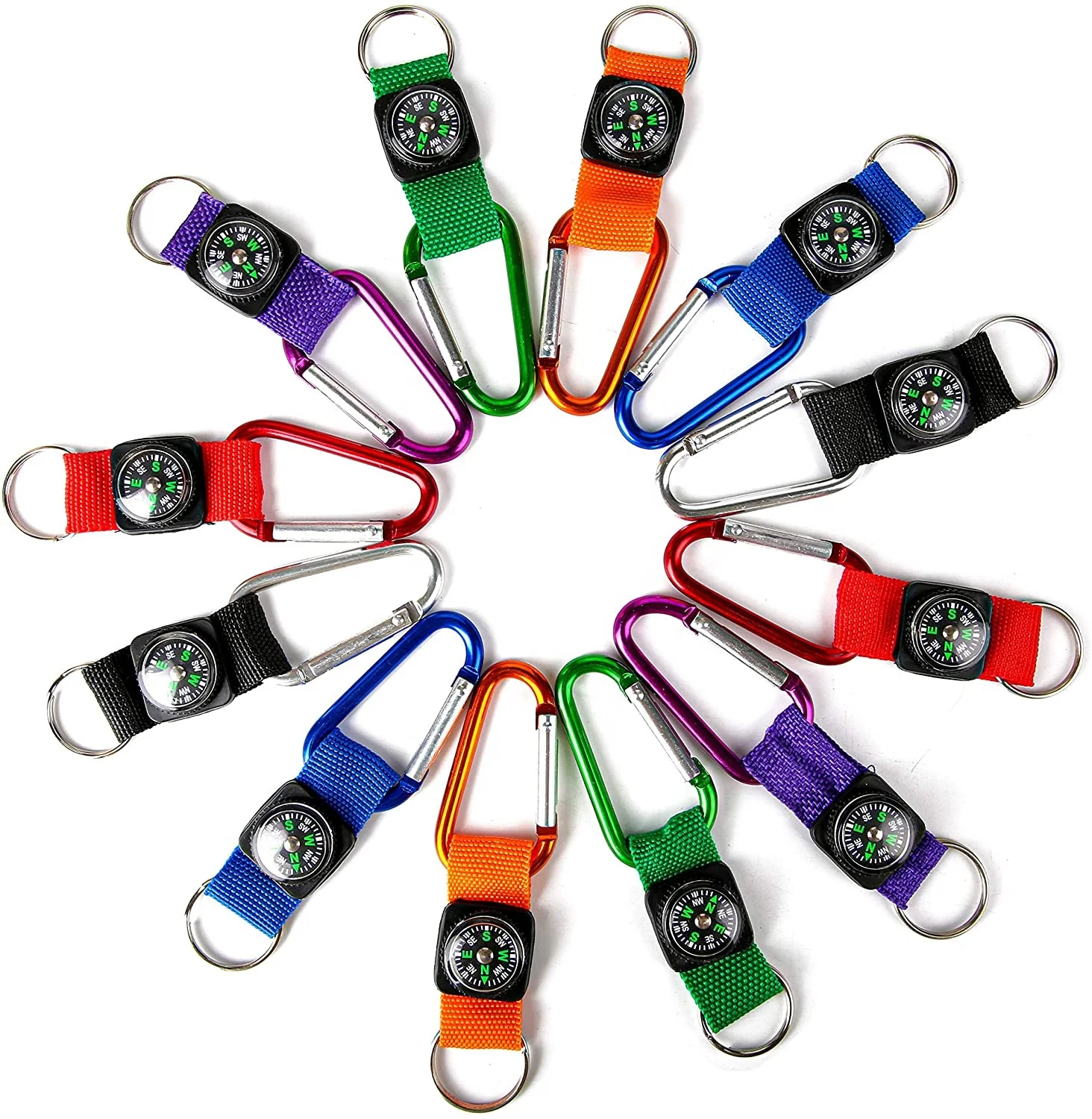 outdoor activities no moq ready to ship attached to aluminum alloy carabiner keychains compass strap