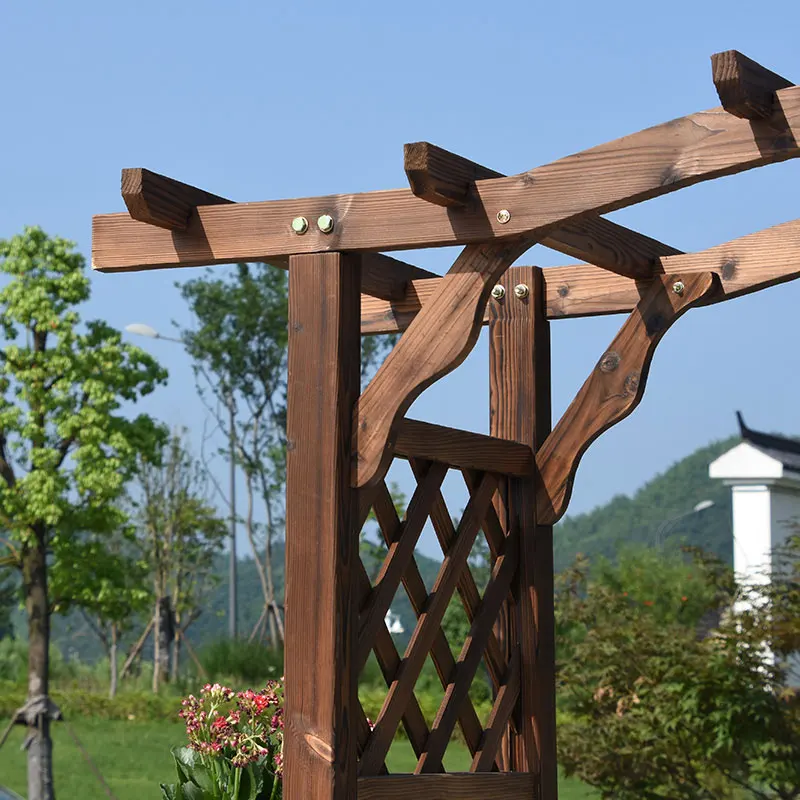Antiseptic wood pavilions outdoor ornamental shelf Grape trellery garden fence