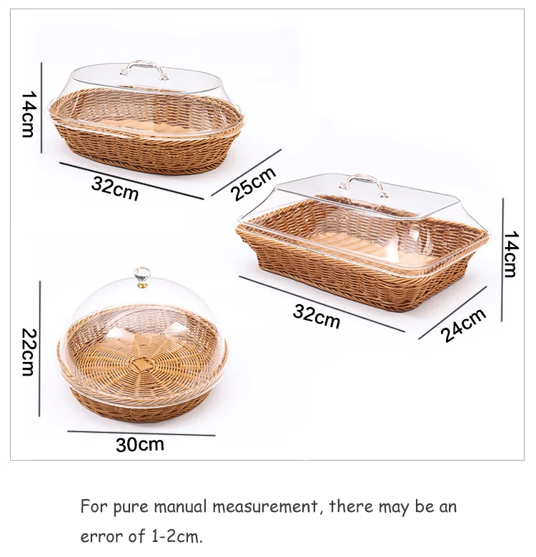 Desk Bread Organizer Basket Tray Stackable Kitchen Woven Japanese Style Hollow Fruit Plastic  PP Rattan Storage Baskets with Lid