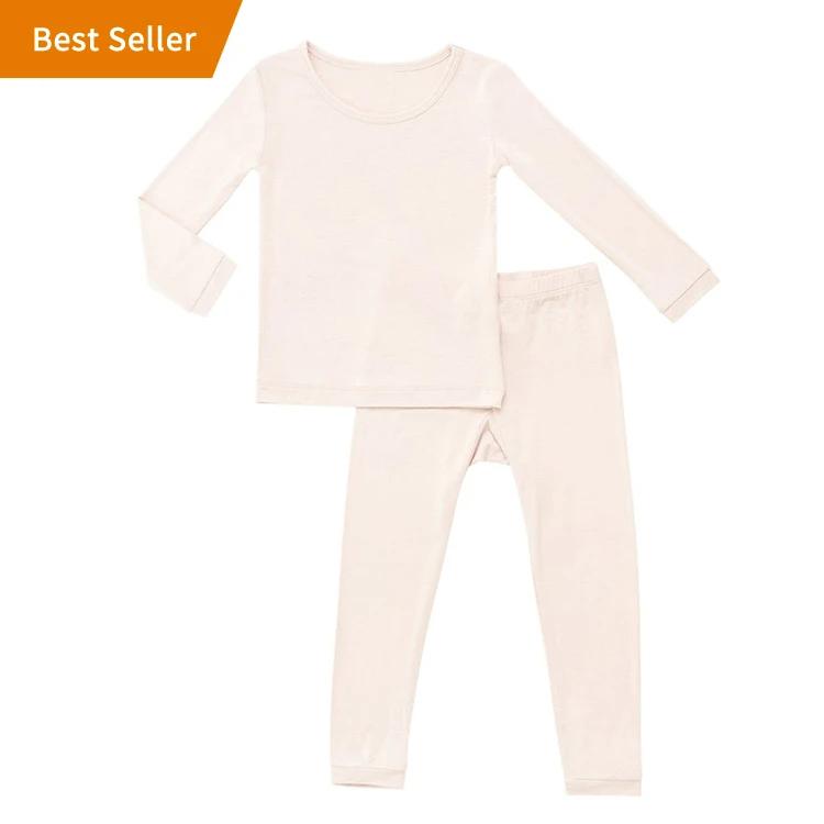 Plain Soft Color Long Sleeves Tops Long Pants Kids Clothing Set Bamboo Newborn Baby Pajamas Sets Girls clothing sets