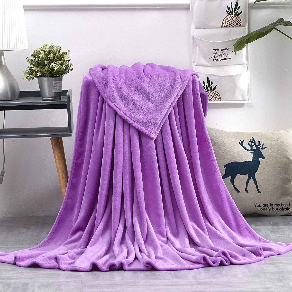 Throw Fleece Blanket Wholesale Luxury Solid for Winter  Polyester Soft Warm Cozy Sofa Flannel Blanket
