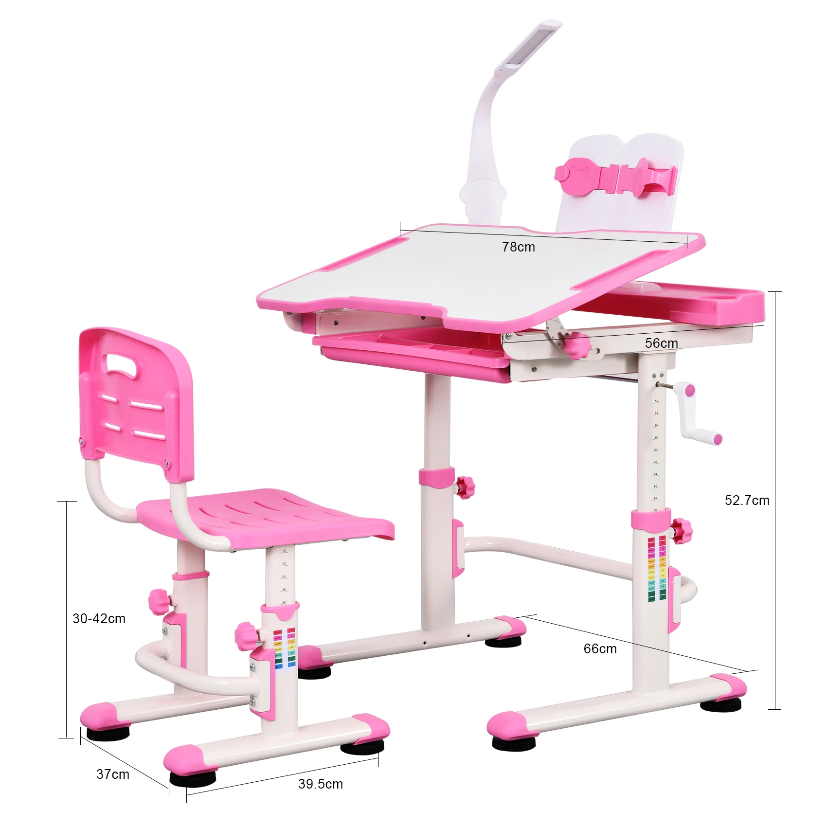 
2021 hot selling pink desk and chair children adjustable study table wooden home furniture 